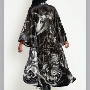 NWT Magic Death Unicorn velvet swan kimono